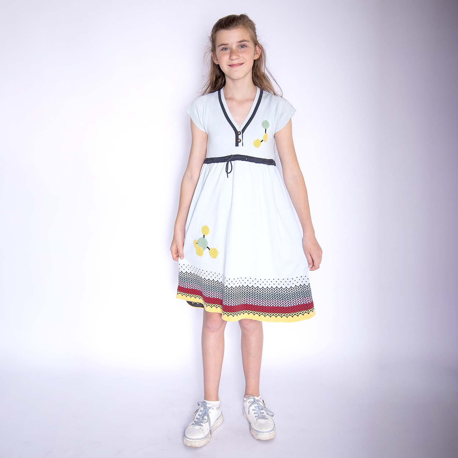 Infantium Victoria Blue Knitted Spring Kleid 104 Blau Bio-Baumwolle