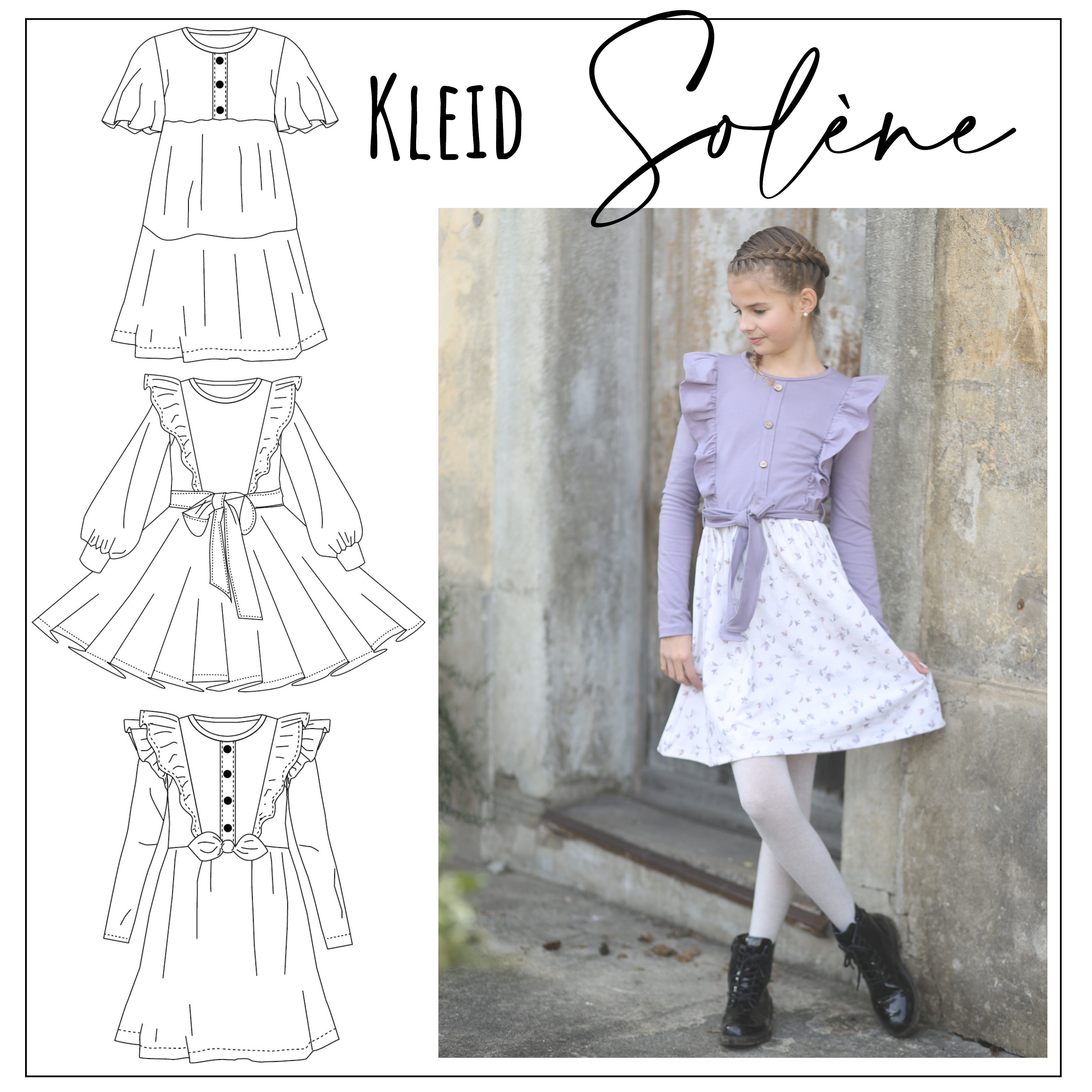 Moeve Design Solène Kleid Schnittmuster Kinder 86-164 Jersey