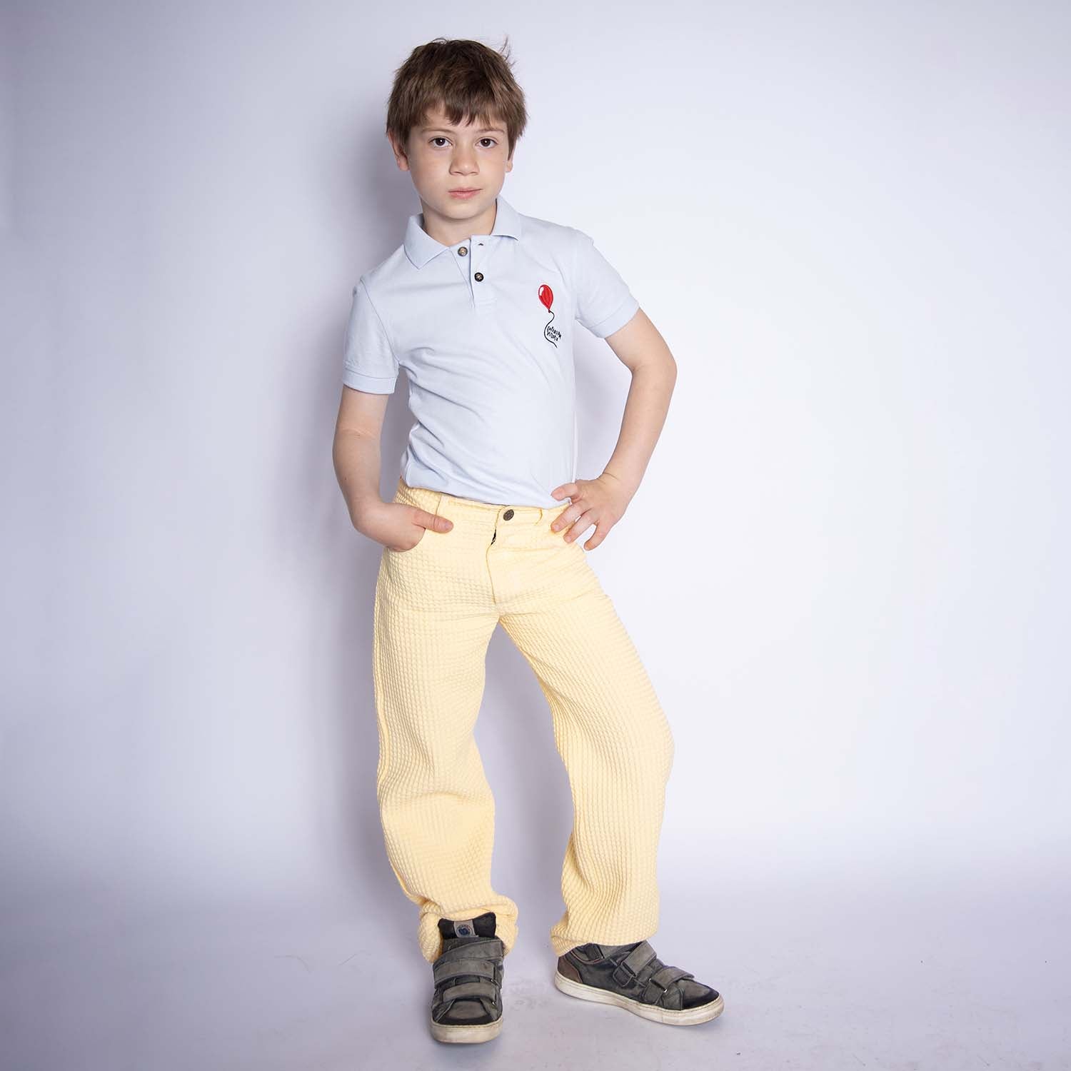 Infantium Victoria Stoffhose Gelb Gr.116 Waffle Baumwolle