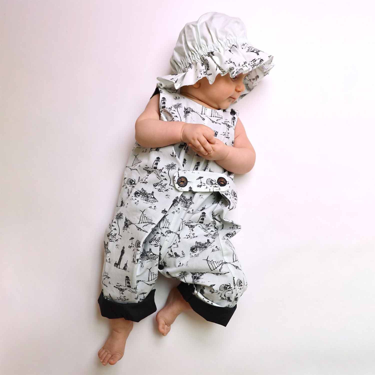 Infantium Victoria Pleated Baby Jumpsuit Overall Mint Baumwolle