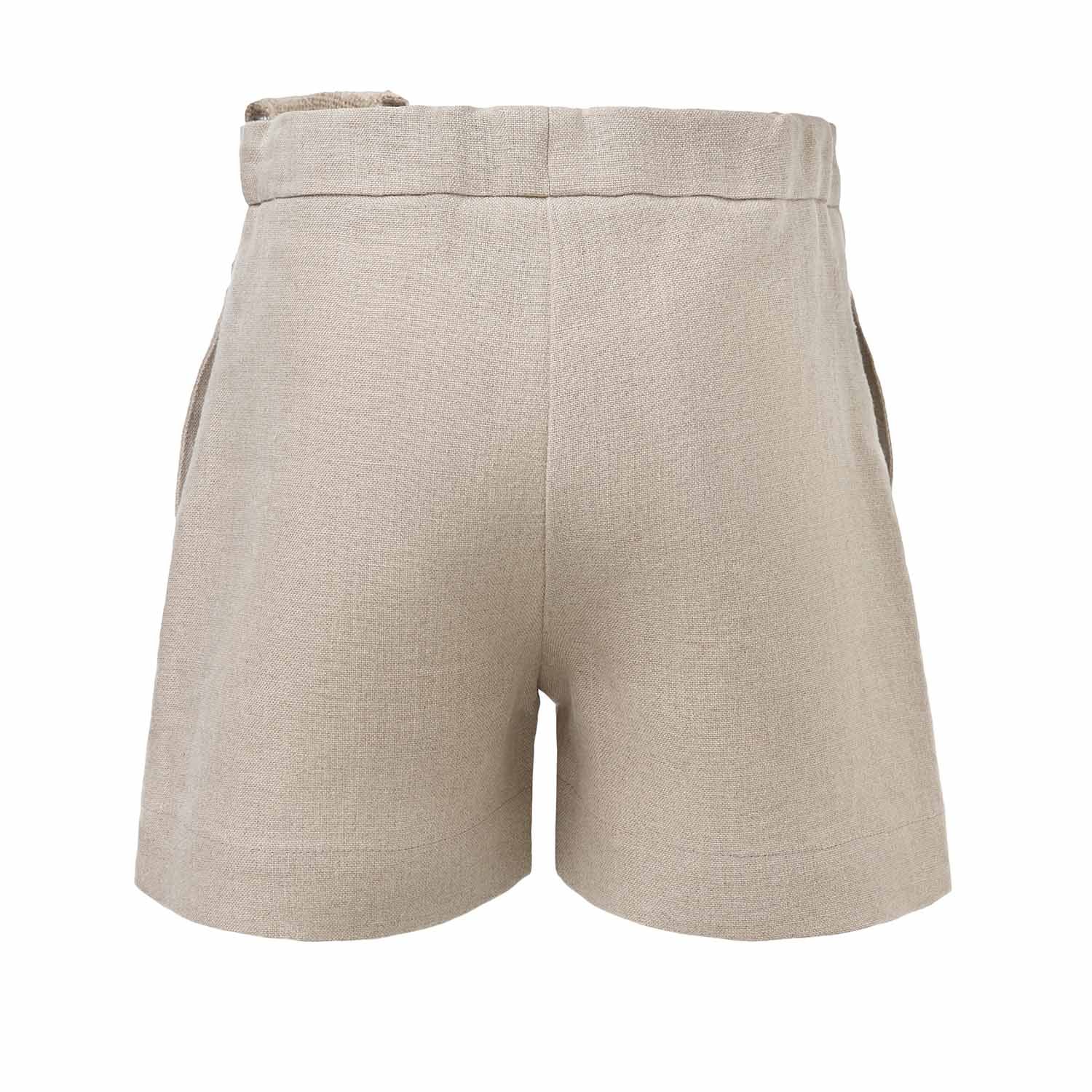 Infantium Victoria Leinen Shorts Kinder Beige Gr 116 Hanf-Gürtel