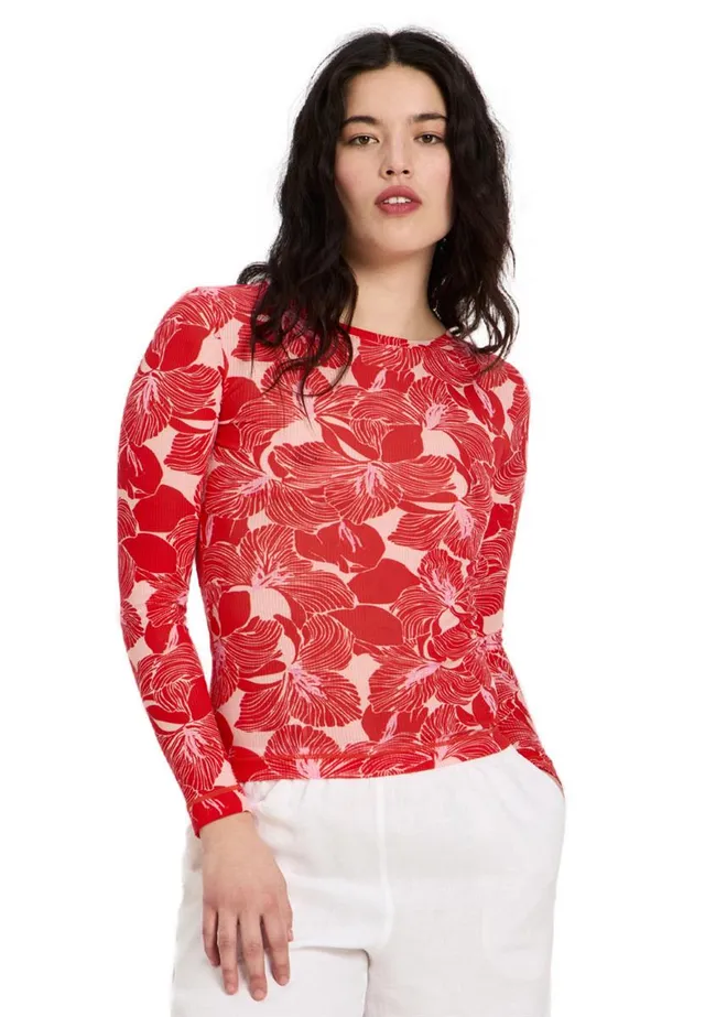 Lanius Langarmshirt Print animal stripes rose 38 Lyocell