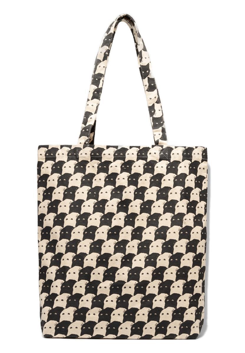 Dedicated Torekov Pepita Cats Tote Bag off-white Bio