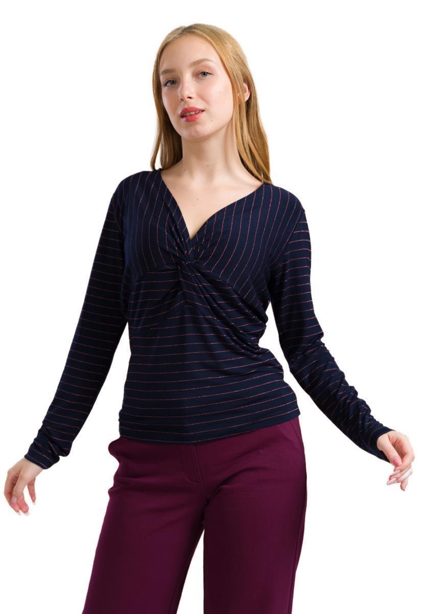 marlowe nature Angela Top stripes blue rose gold Shirt