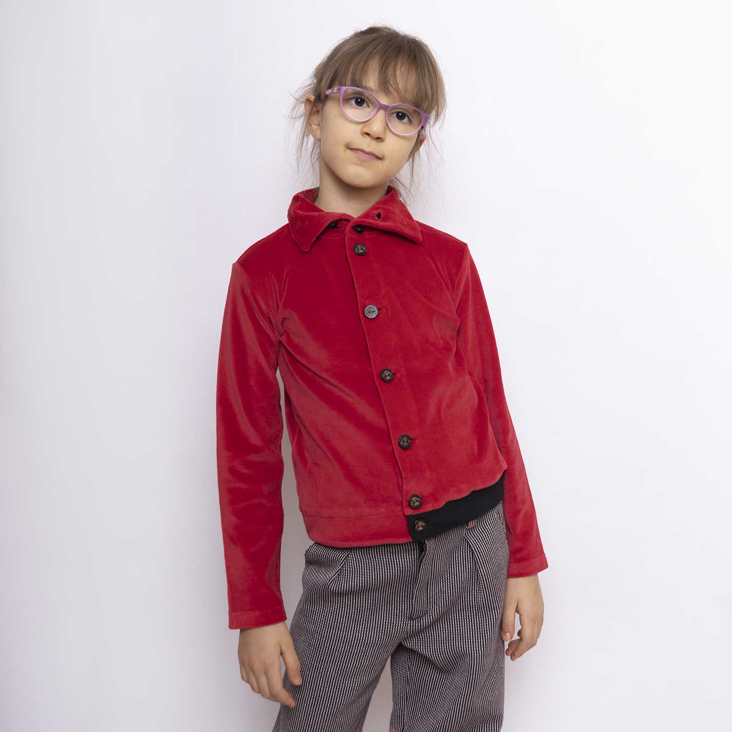 Infantium Victoria Red Velvet Shirt Bluse Rot Bio-Baumwolle
