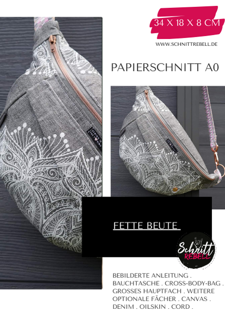 Schnittrebell Fette Beute Bauchtasche Papierschnitt A0 34x18x8 cm