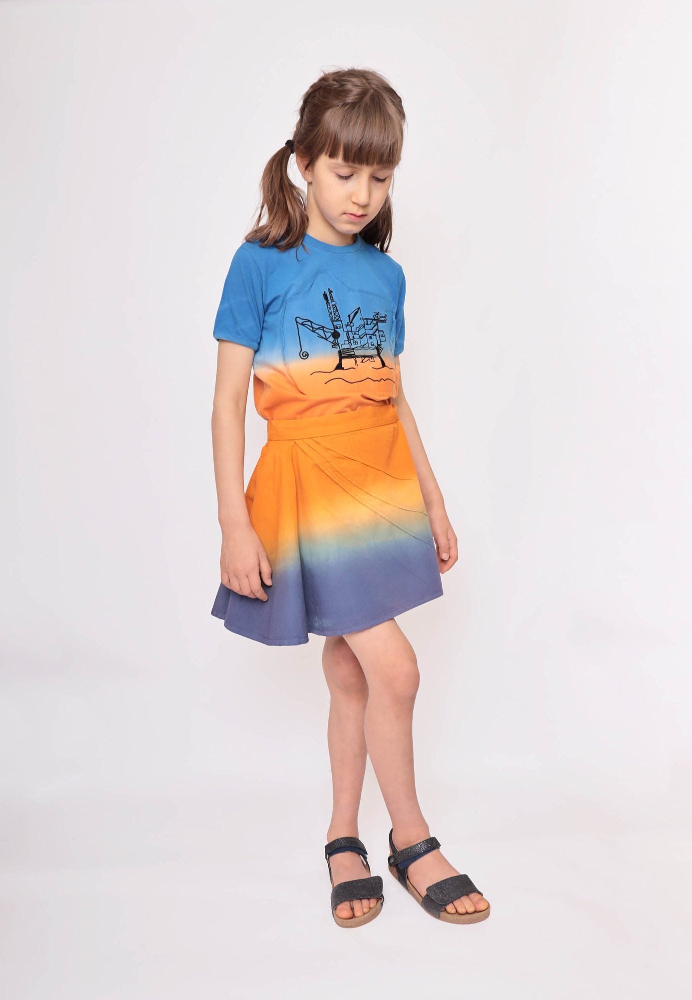 Infantium Victoria Dip Dye T-Shirt Appliqué Schwarz 104 Baumwolle