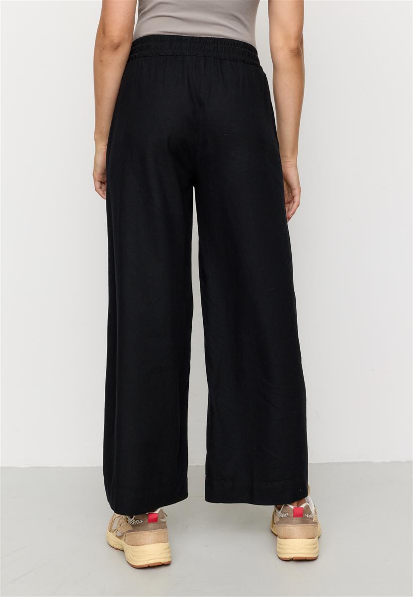 marlowe nature Alisma Hose schwarz weites Bein Viskose-Leinen