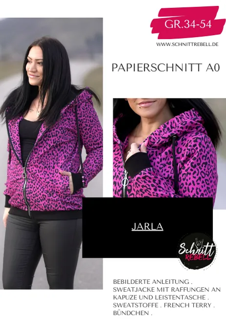 Schnittrebell Jarla Sweatjacke Schnittmuster 34-54 Kapuze