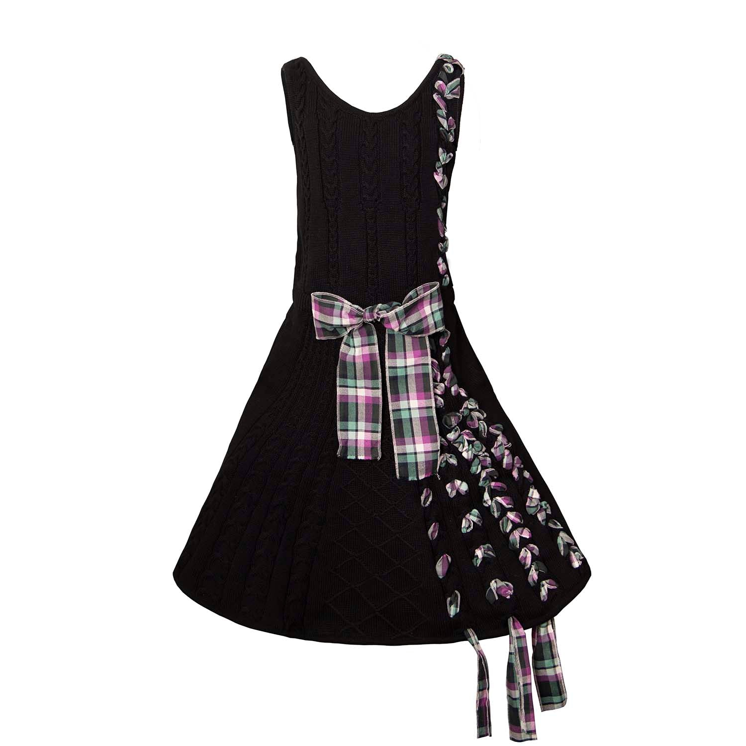 Infantium Victoria Black Cable Knit Dress Kleid schwarz 128 Baumwolle