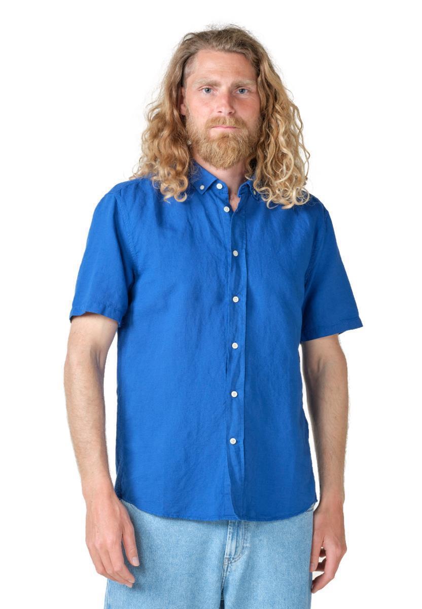 marlowe nature Mikkel Linen Shirt Kurzarmhemd surf blue Leinen