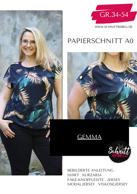Schnittrebell Papierschnitte Shirt Gemma Schnittmuster Gr.34-54 A0