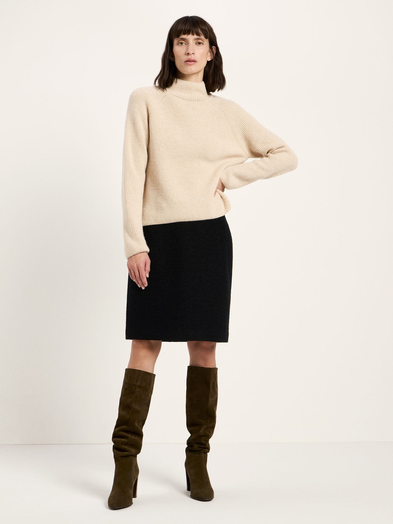 marlowe nature Raglanpullover Wollpullover sahara melange Gr 38