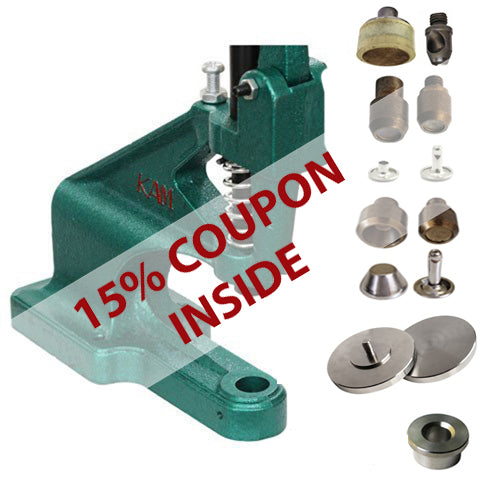 Kam Snaps Tools DK93 Tischpresse Nieten Set Taschenfüße silber Bundle
