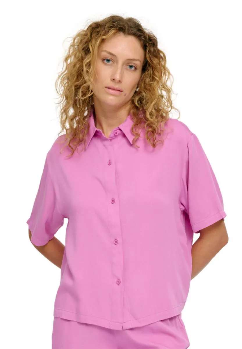 Mazine Short Sleeve Viscose Shirt Bluse pastel blue S