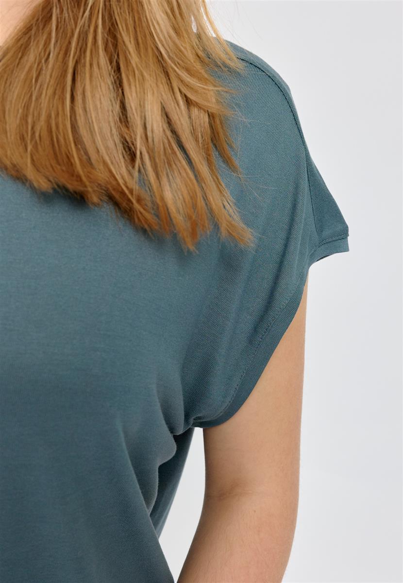 Marlowe Nature Ecovero Viscose Cropped T-Shirt steel blue