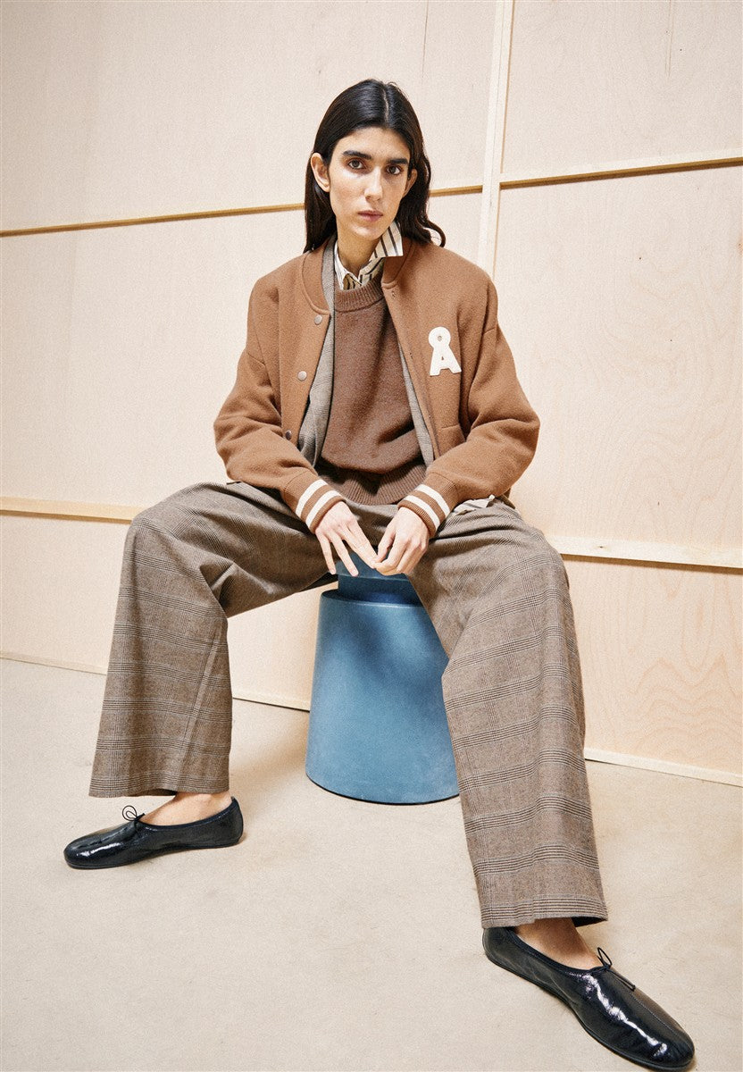 marlowe nature Check Wide Pleated Pant Hose claystone Bio