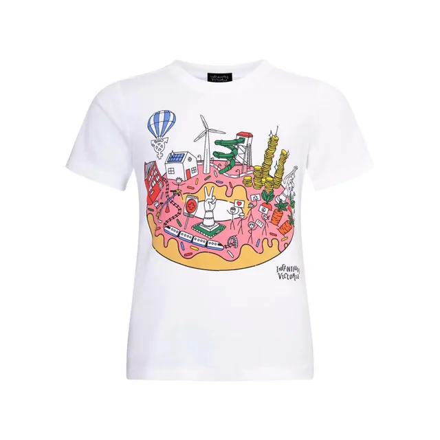 Infantium Victoria T-Shirt Kinder Weiß Donut Gr.92 Bio