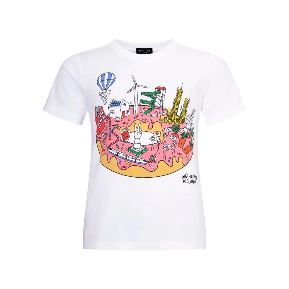 Infantium Victoria T-Shirt Kinder Weiß Donut Gr.92 Bio