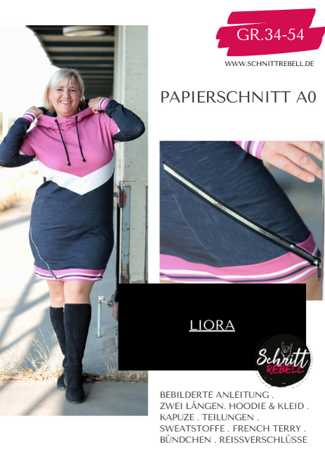 Schnittrebell Liora Hoodie Hoodiekleid Papierschnitt 34-54