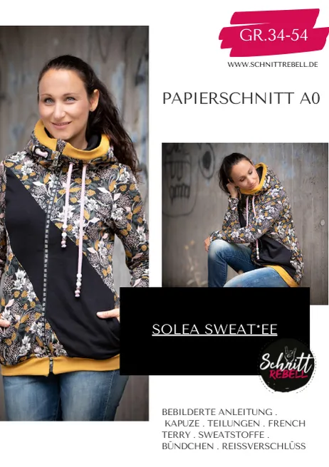 Schnittrebell Solea Sweat*ee Jacke Papierschnitt 34-54