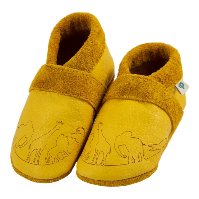 Pantolinos Afrika rund Barfußschuhe honey Lasermotiv