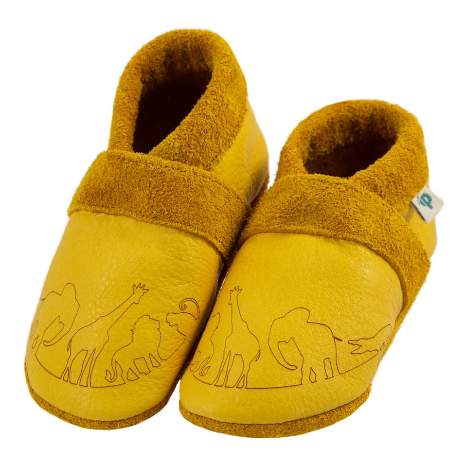 Pantolinos Afrika rund Barfußschuhe honey Lasermotiv