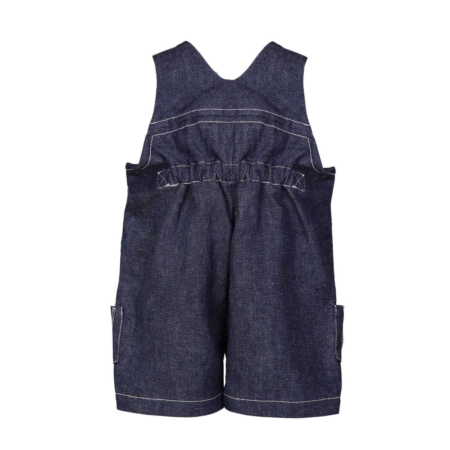 Infantium Victoria Blue Denim Playsuit Baby Overall Hanf-Baumwolle