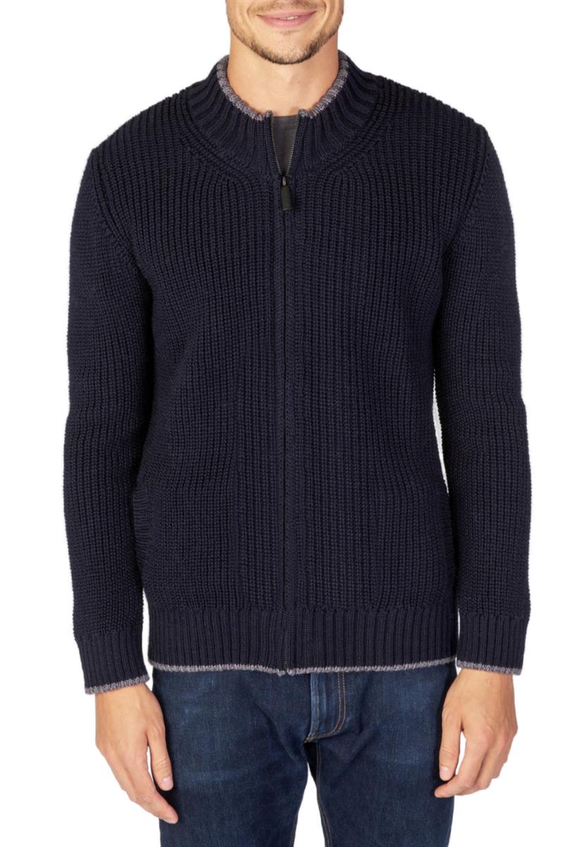 Marlowe Nature Rockbrook Zipped Cardigan navy Schurwolle