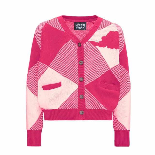 Infantium Victoria Cardigan Strickjacke rosa-weiß Bio-Baumwolle