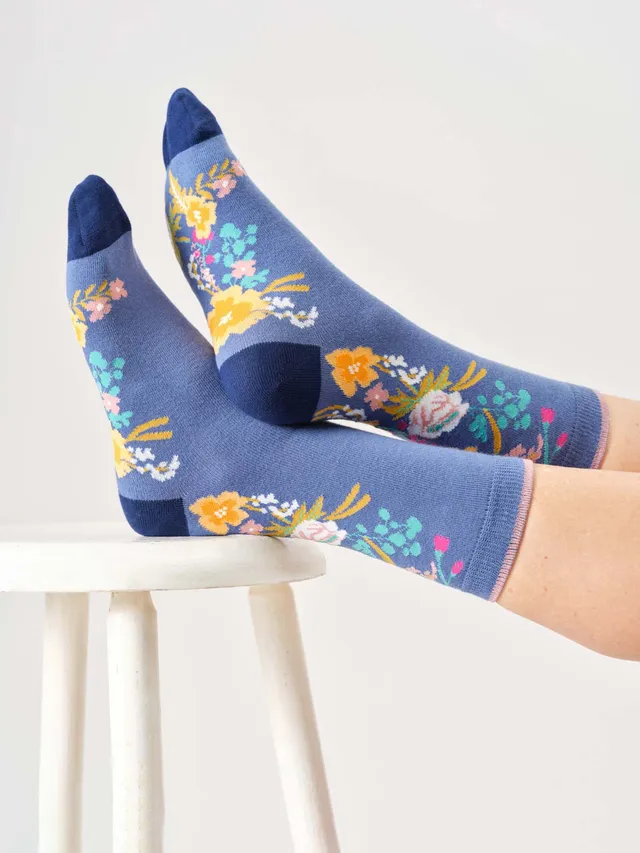 marlowe nature Climbing Floral Socken Bio denim blue