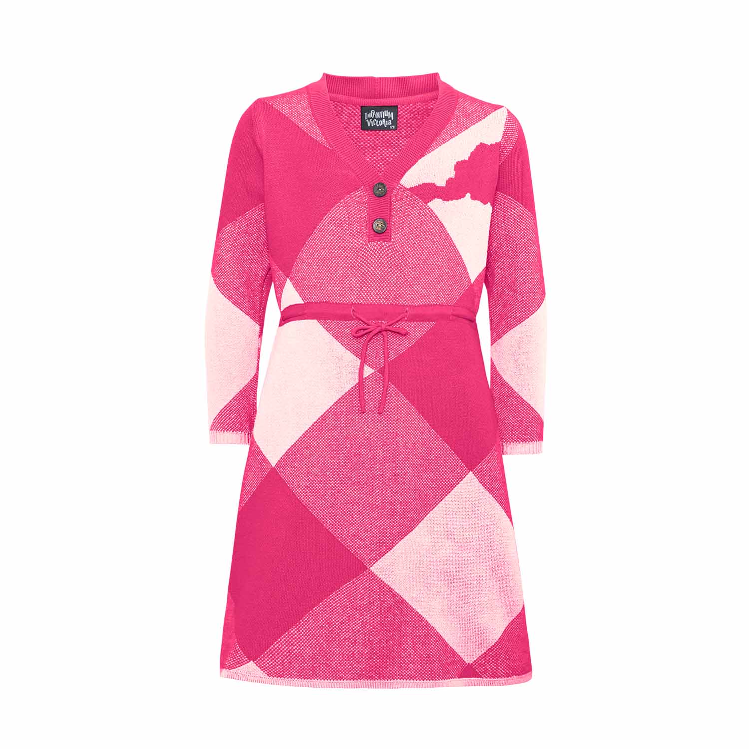 Infantium Victoria Dresses Sweaterkleid Rosa-Weiß 128 Bio