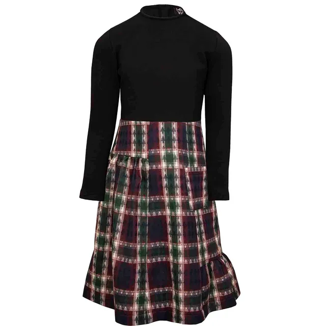 Infantium Victoria Tartan Kleid Mädchen Schwarz-Rot Baumwolle