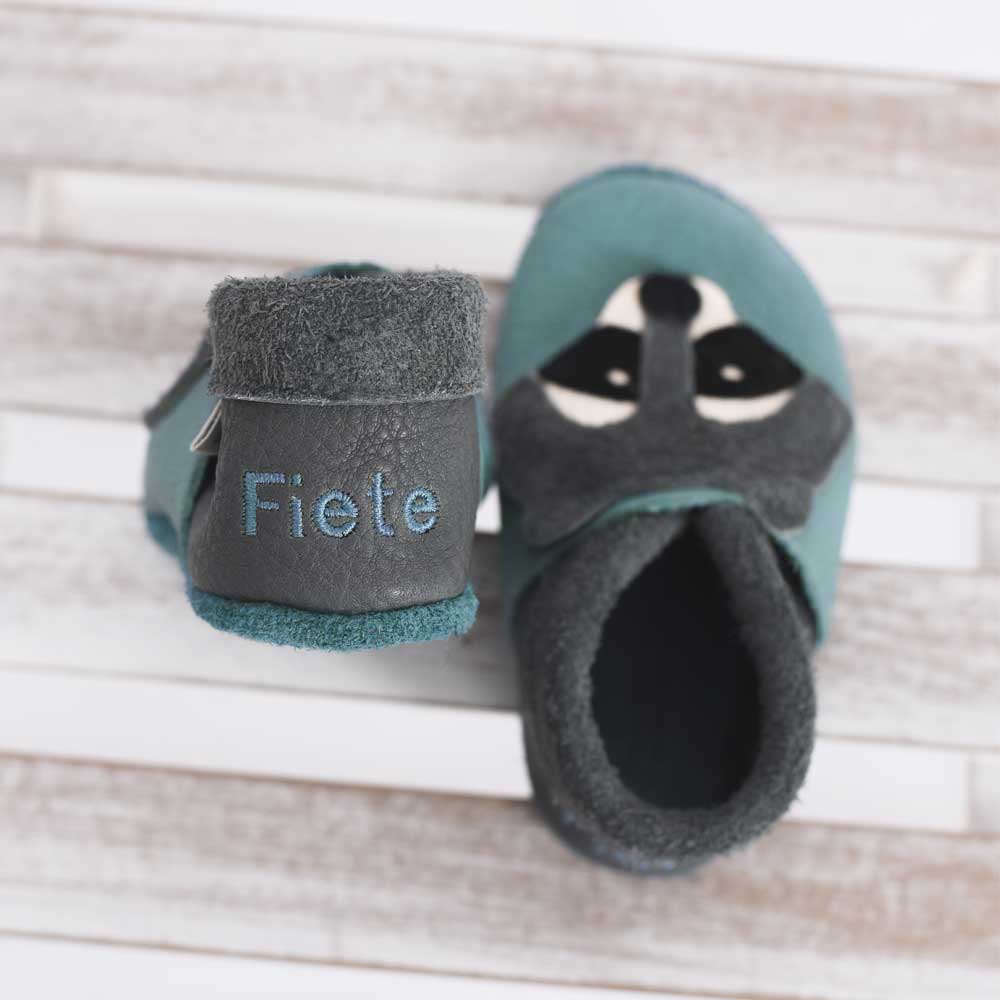 Pantolinos Waschbär Barfußschuhe walnuss/flipper Leder