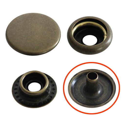 Kam Snaps Metal Snaps Druckknöpfe antik messing 50 Kappen