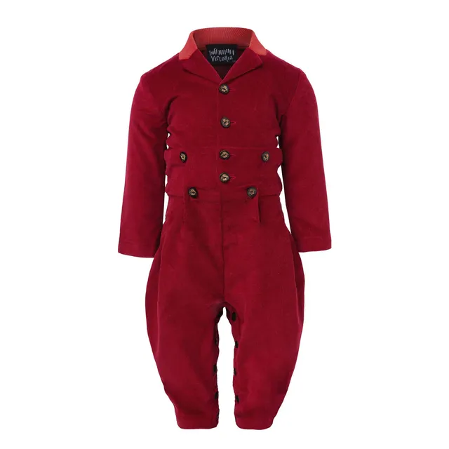 Infantium Victoria Corduroy Romper Baby Rot 80 Samt Baumwolle