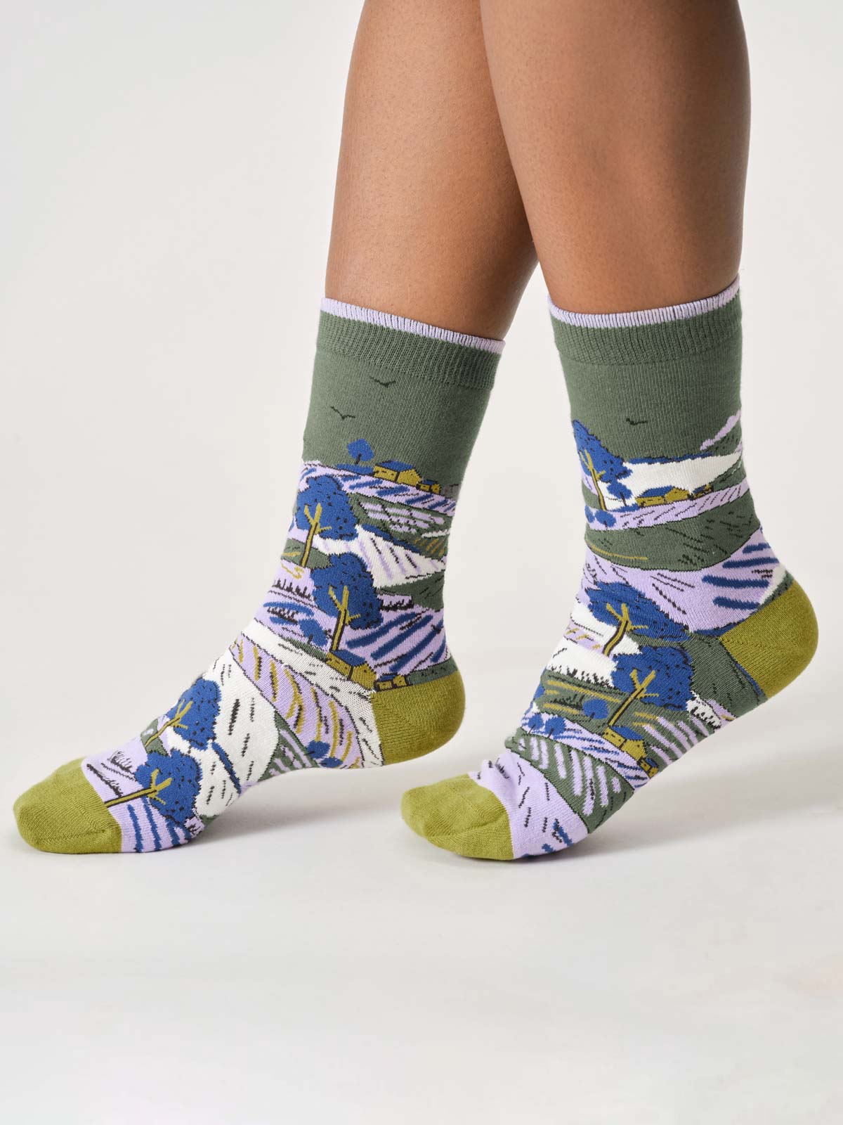 Thought Landscape Scene Crew Socks Bio-Socken eucalyptus green 37-41