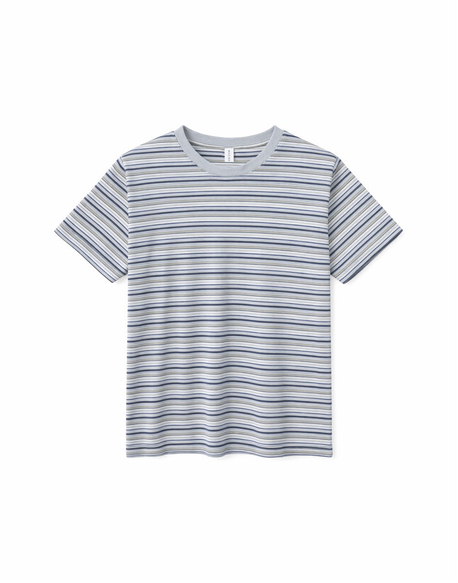 Marlowe Nature Retro Striped T-Shirt ice blue multicolor M Bio
