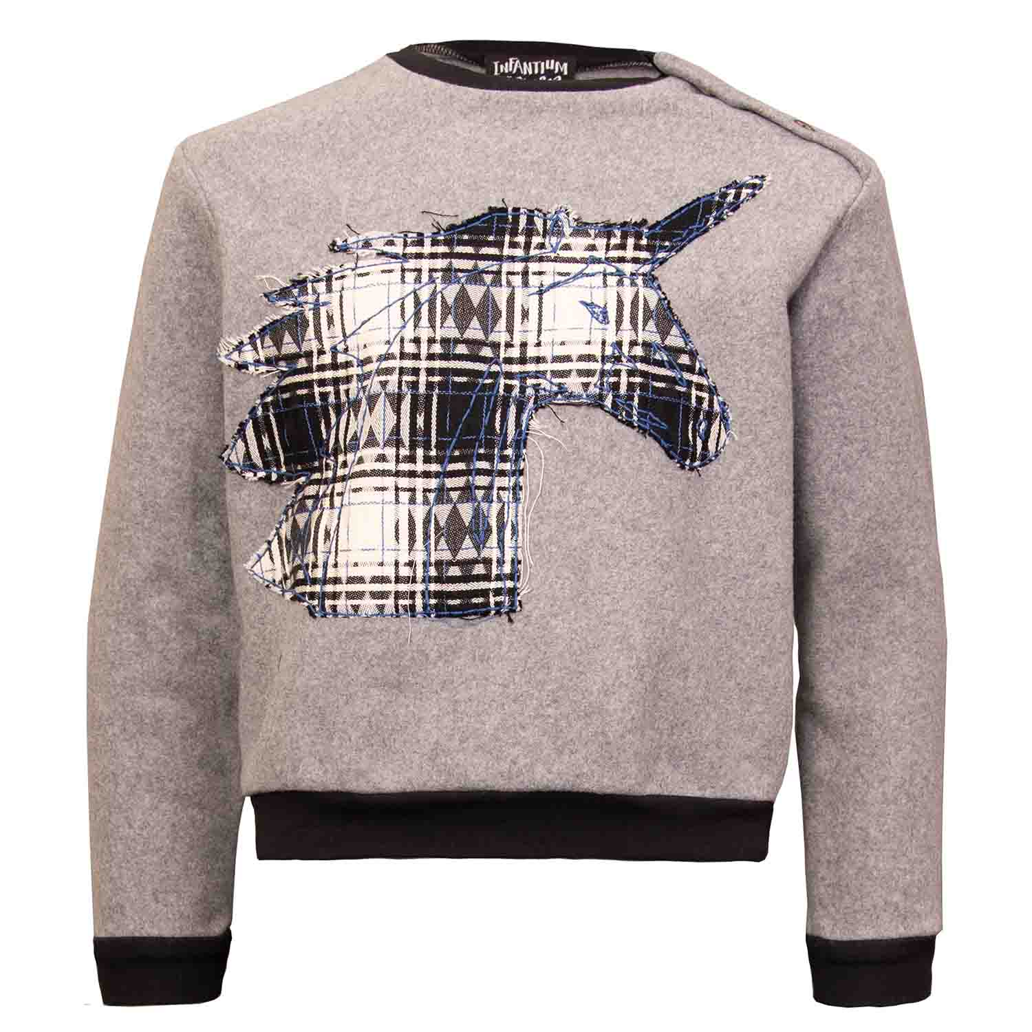 Infantium Victoria Sweatshirt Einhorn grau Fleece Kinderpullover