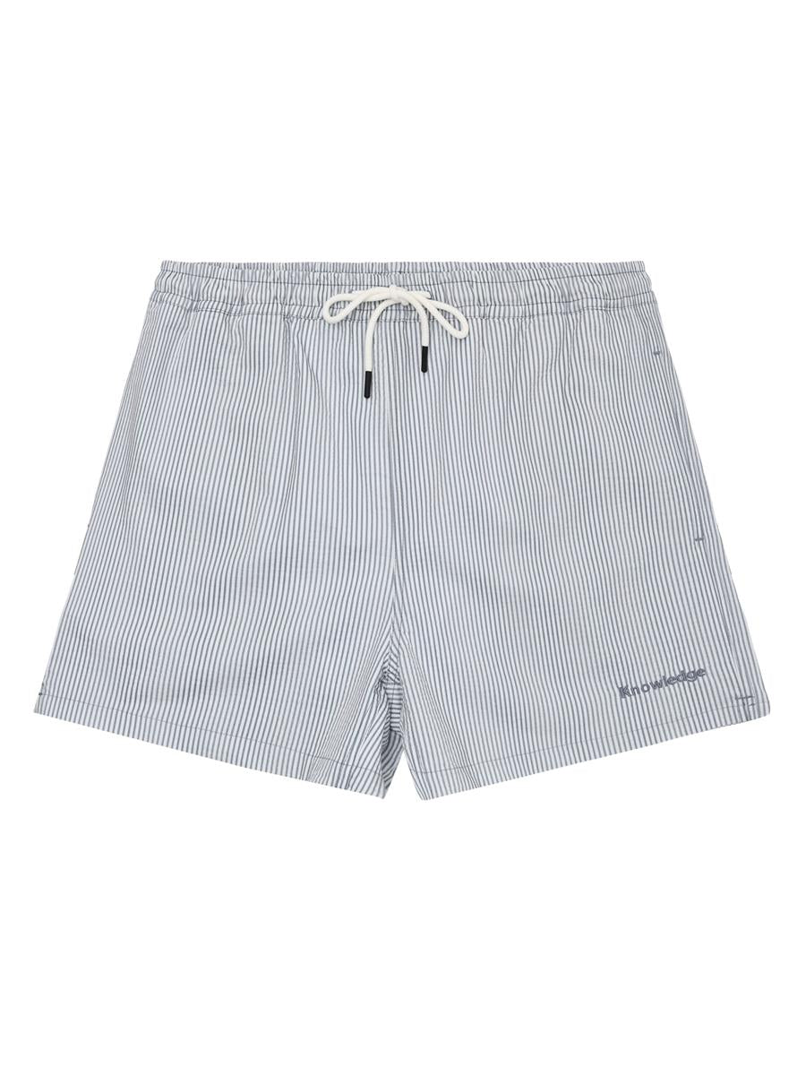 Marlowe Nature Seersucker Swimshorts red stripe Bio-Baumwolle