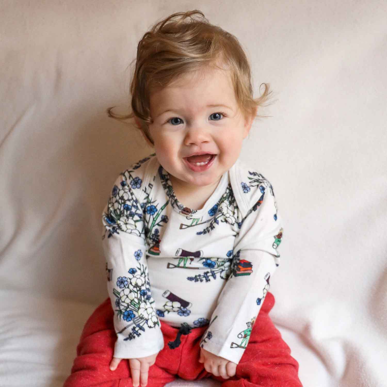 Infantium Victoria Floral White Baby Body Weiß Bio-Baumwolle