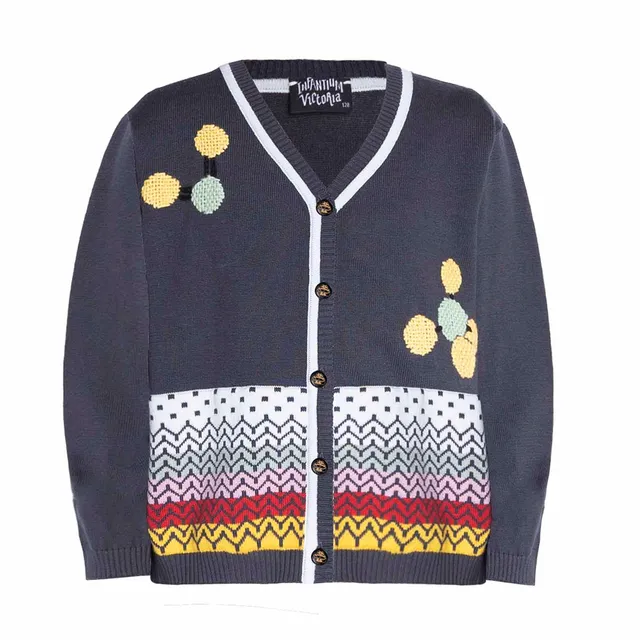 Infantium Victoria Hand-Embroidered Cardigan Strickjacke Grau 104 Bio