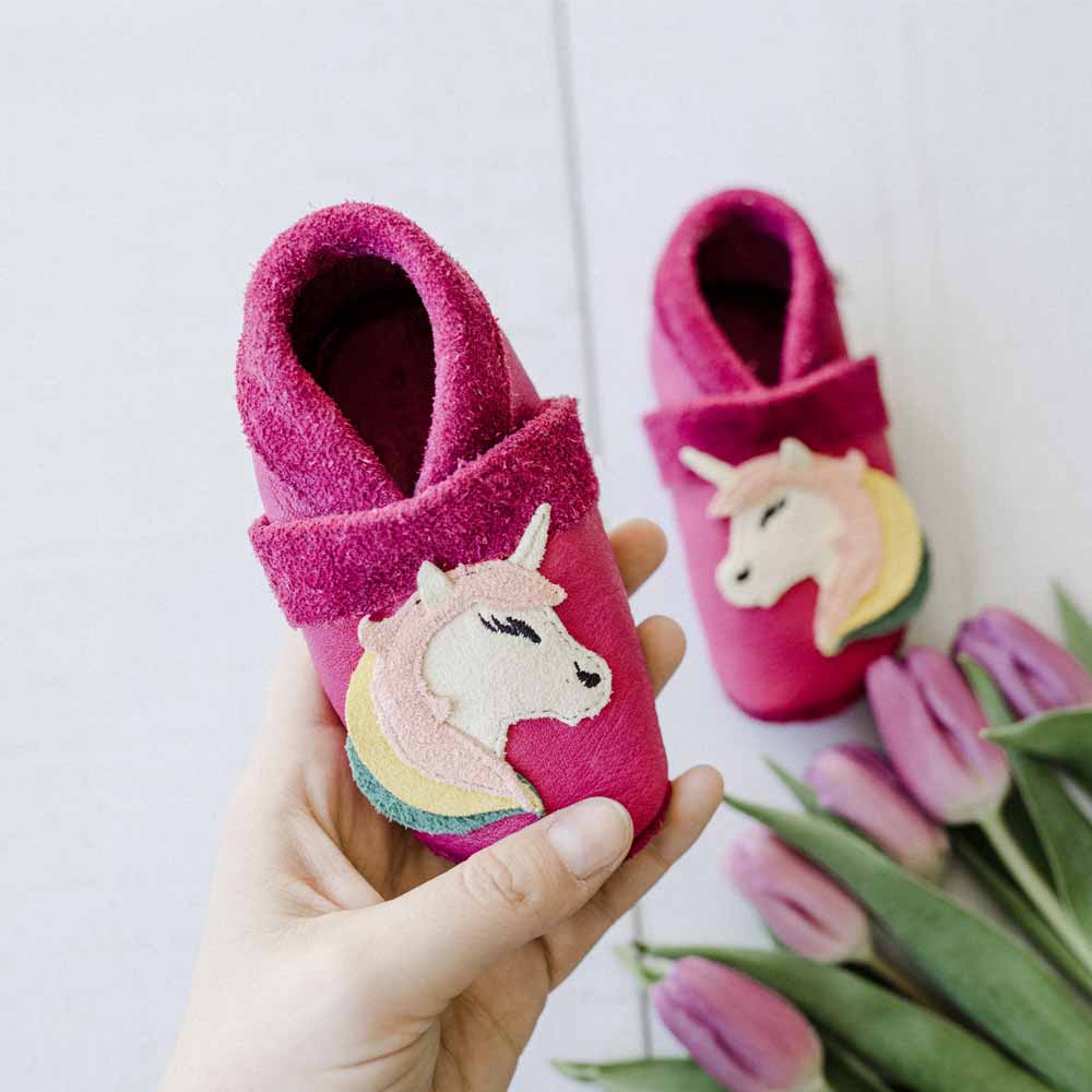 Pantolinos Einhorn Barfußschuhe purpur Naturleder
