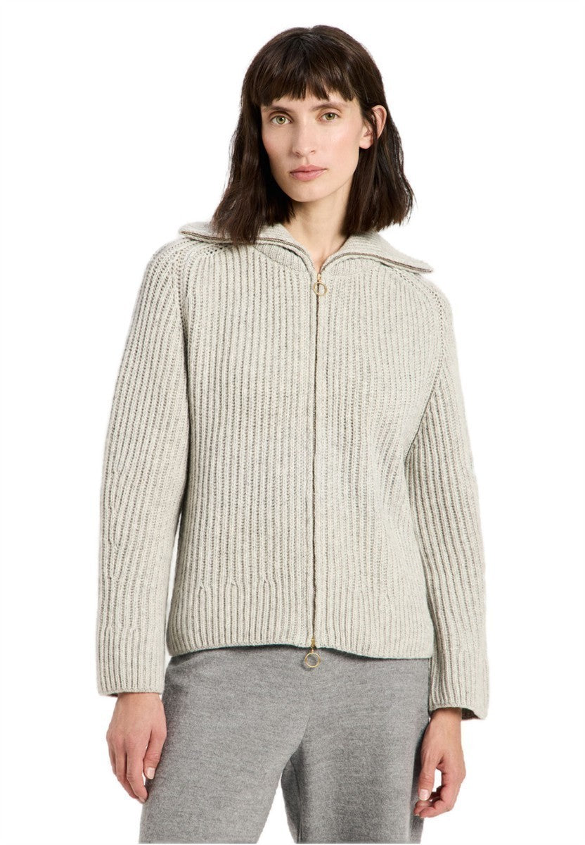 Marlowe Nature Strickjacke Rippoptik Grau Wolle Gr.38