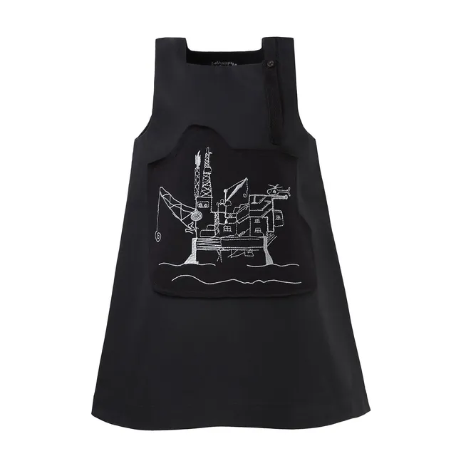 Infantium Victoria Trapeze Kleid Mädchen Schwarz Baumwolle Applikation
