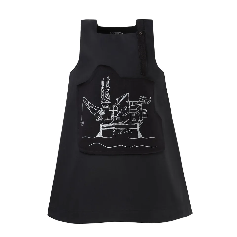 Infantium Victoria Trapeze Kleid Mädchen Schwarz Baumwolle Applikation