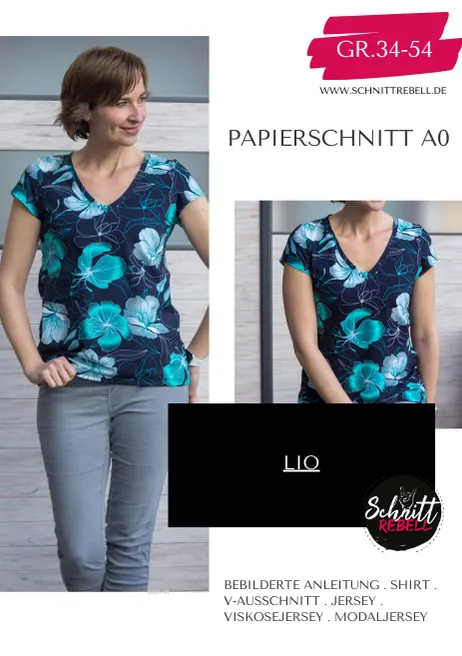 Schnittrebell Lio Basic Shirt Papierschnitt Gr.34-54 V-Ausschnitt