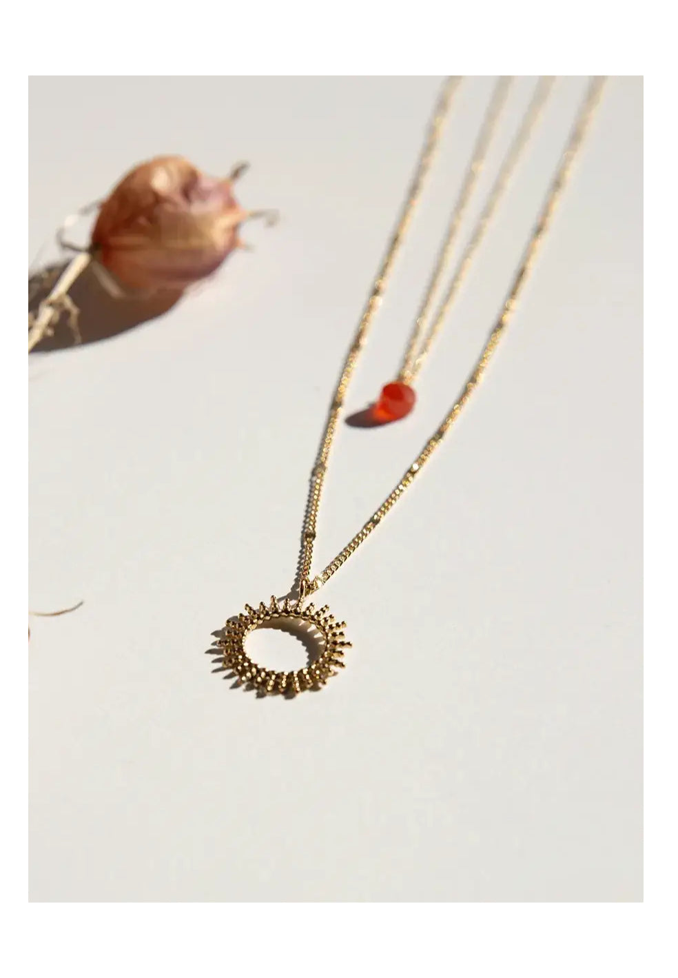 Vinoos Necklace Gold Sun Kette Sonne Edelstahl grün