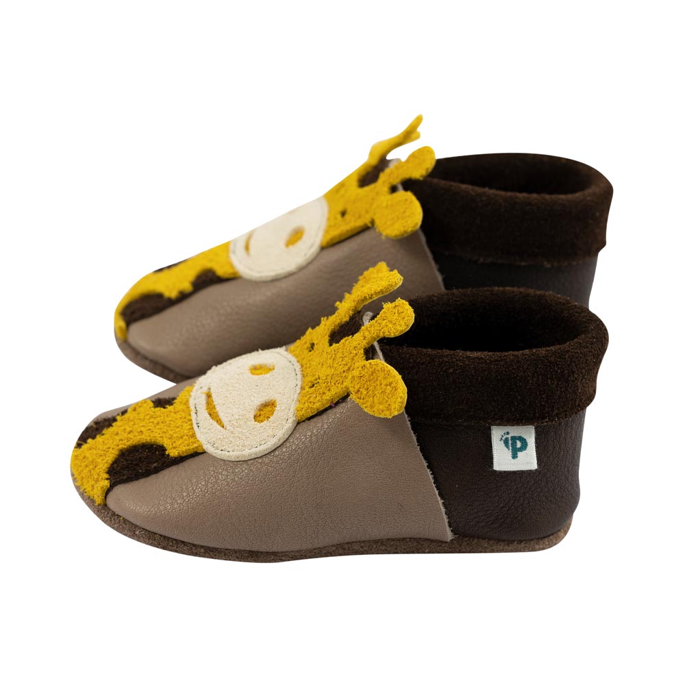Pantolinos Giraffe Krabbelschuhe hippo/grufti Naturleder