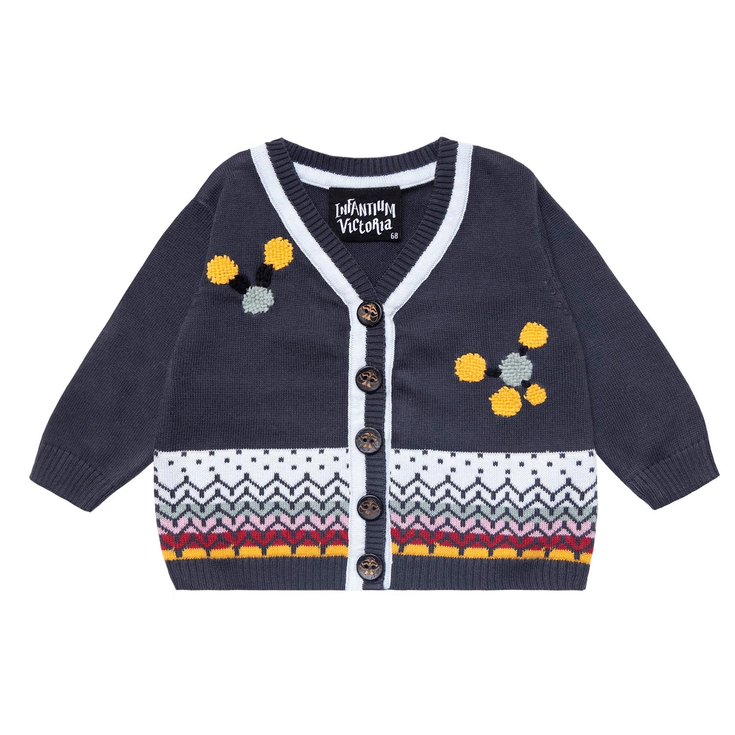 Infantium Victoria Baby Cardigan Grau Stickerei Bio Gr.68-92